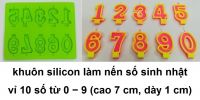 Khuôn silicon, vỉ 10 số từ 0 - 9 (cao 7 cm, dày 1 cm): 70.000 đ/vỉ, 6 vỉ = 350.000 đ